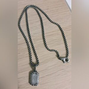 David Yurman Silver and Black Pendant Necklace